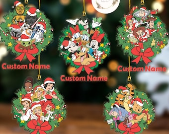 Personalized Disney Group Christmas Ornament, Mickey and Friends Christmas Wreath, Disney Pixar Toy Story Christmas Tree Decoration Gifts