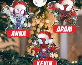 Personalized Disney Spidey and His Amazing Friends Christmas Ornament, Custom Name Superhero Spiderman Birthday Boy Girl Christmas Keepsake