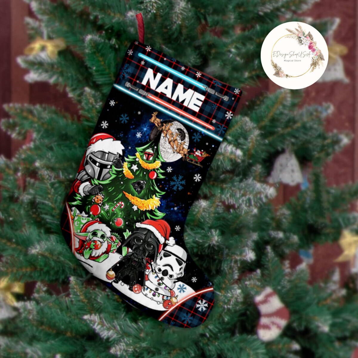 Personalized Star Wars Christmas Stocking, Christmas Galaxy Edge