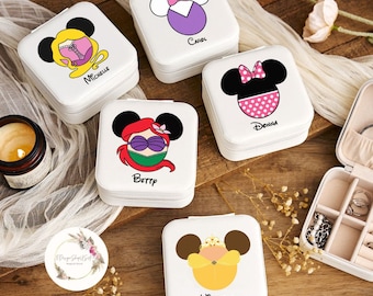 Personalized Mickey Minnie Ears All Characters Disney Jewelry Box, Mickey and Friends Accessory Box, Disney Princess Birthday Girl Gifts Box