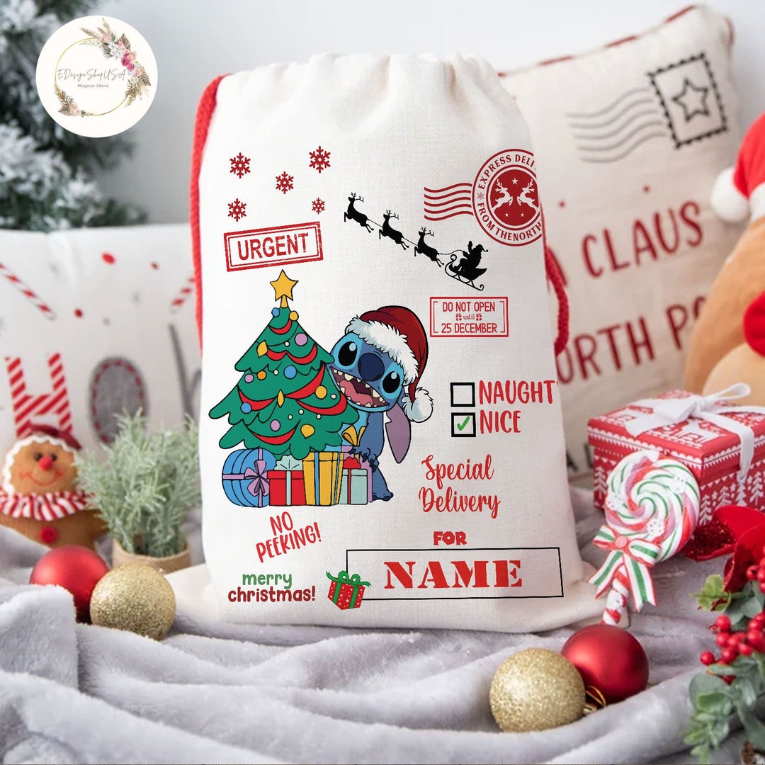 Personalized Stitch Special Delivery Disney Christmas Sack, Xmas Stitch  Santa Sack Keepsake 2024, Disney Family Christmas Bag, Xmas Bags