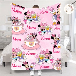 Personalized Minnie Daisy Blanket Watercolor Disney Blanket Disney Princess Blanket Custom Name Baby Girl Blanket Minnie Mouse Blankets Etsy