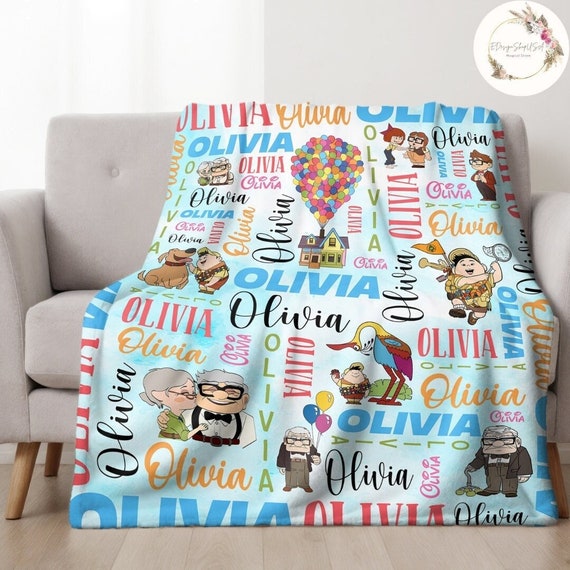 Personalized Watercolor Disney Pixar up Movie Blanket Adventure is Out There Carl and Ellie Couples Valentine s Day Gift up House Balloons Etsy