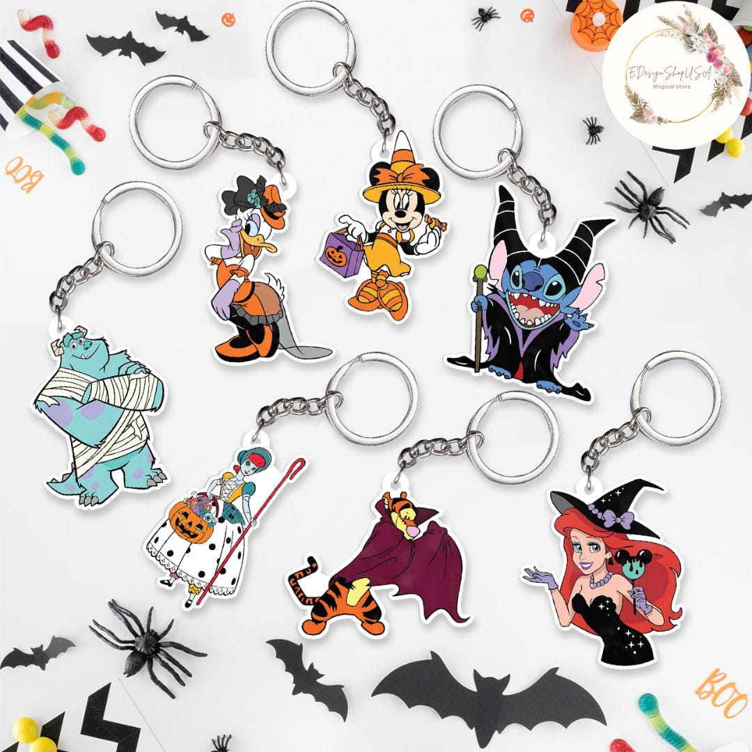 All Characters Disney Halloween Keychain, Mickey Minnie Stitch