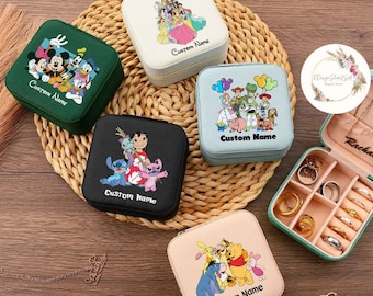 Personalized All Characters Group Disney Jewelry Box, Mickey and Friends Stitch Pooh Toy Story Accessory Box, Disney Princess Birthday Girl