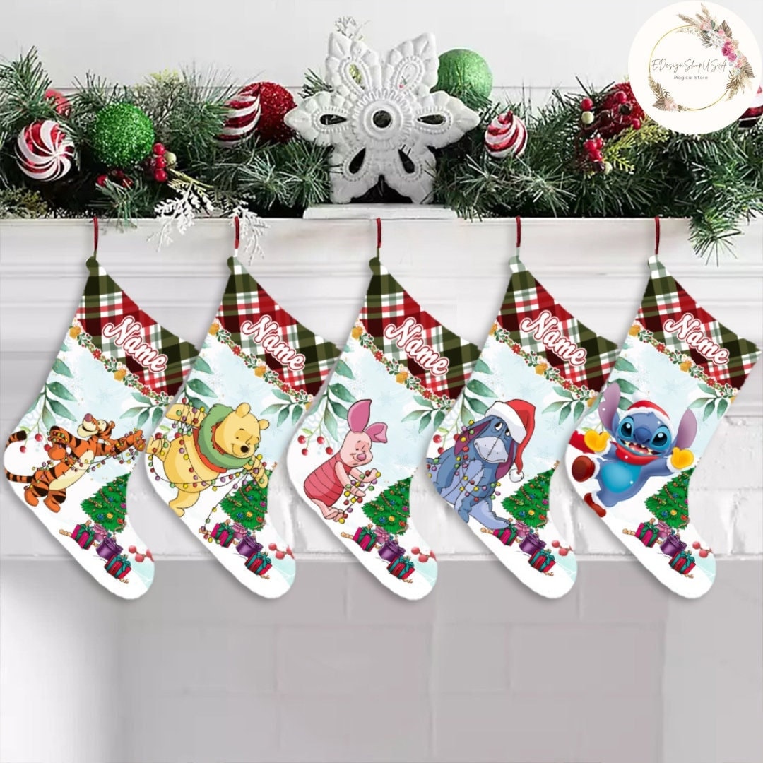 Personalized Disney Christmas Stockings, Winnie the Pooh Christmas Stockings With Name, Disney