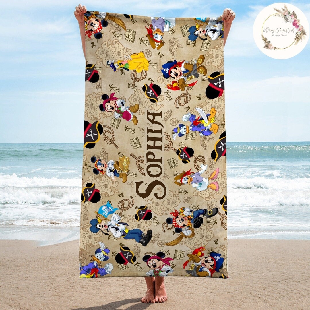 Personalized Mickey and Friends Disney Pirates Beach Towel, Disney
