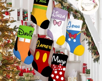 Personalized Mickey and Friends Disney Christmas Stockings With Name, Disney Family Christmas Gift, Mickey's Very Merry Christmas Party 2023