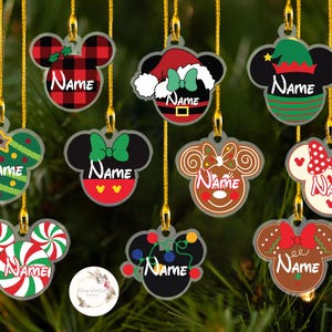 Personalized Mickey Minnie Disney Christmas Ornament, Christmas Santa Claus Gingerbread Xmas Family Ornament 2024 Gift, Christmas Tree Decor
