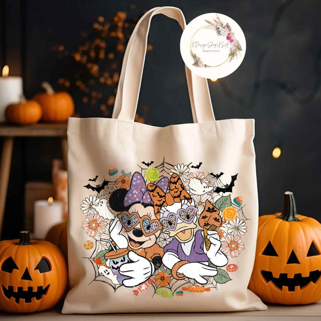 ディズニーハロウィン2009トートバッグ Vintage Floral Minnie Daisy Trick or Treat Disney Halloween Canvas