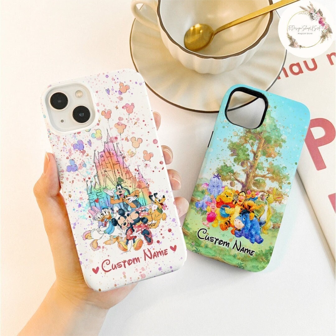 Personalized Watercolor Disney Phone Case, Mickey and Friends Disney