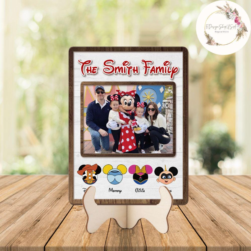 Custom Photo & Name Disney Family Wooden Sign Plaque, Walt Disney