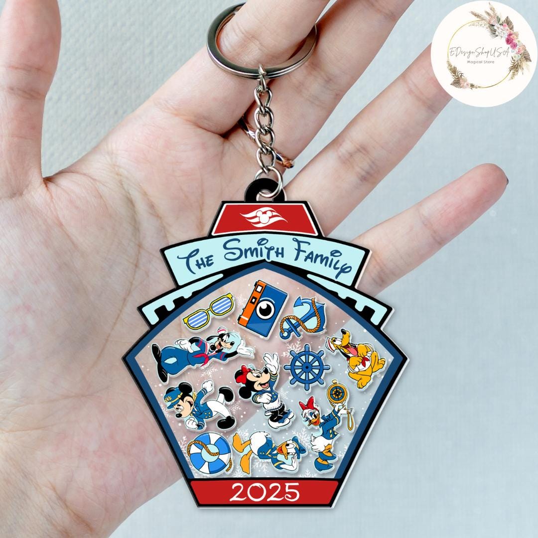 Personalized Disney Cruise Shaker Keychain, Mickey & Friends
