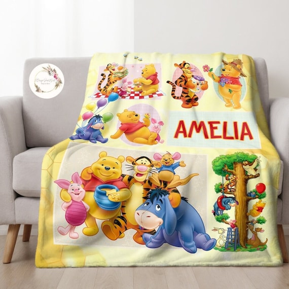 Personalized Disney Winnie the Pooh Blanket Custom Name Pooh Bear and Friends Gifts Pooh Bear Birthday Gift for Kids Kids Adults Blanket Etsy
