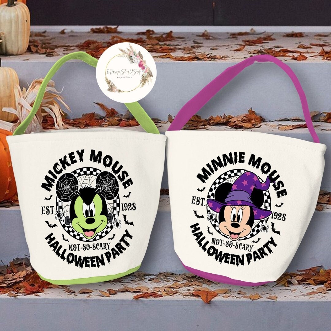 Mickey and Friends Checkered Disney Halloween Basket, Trick or Treat ...