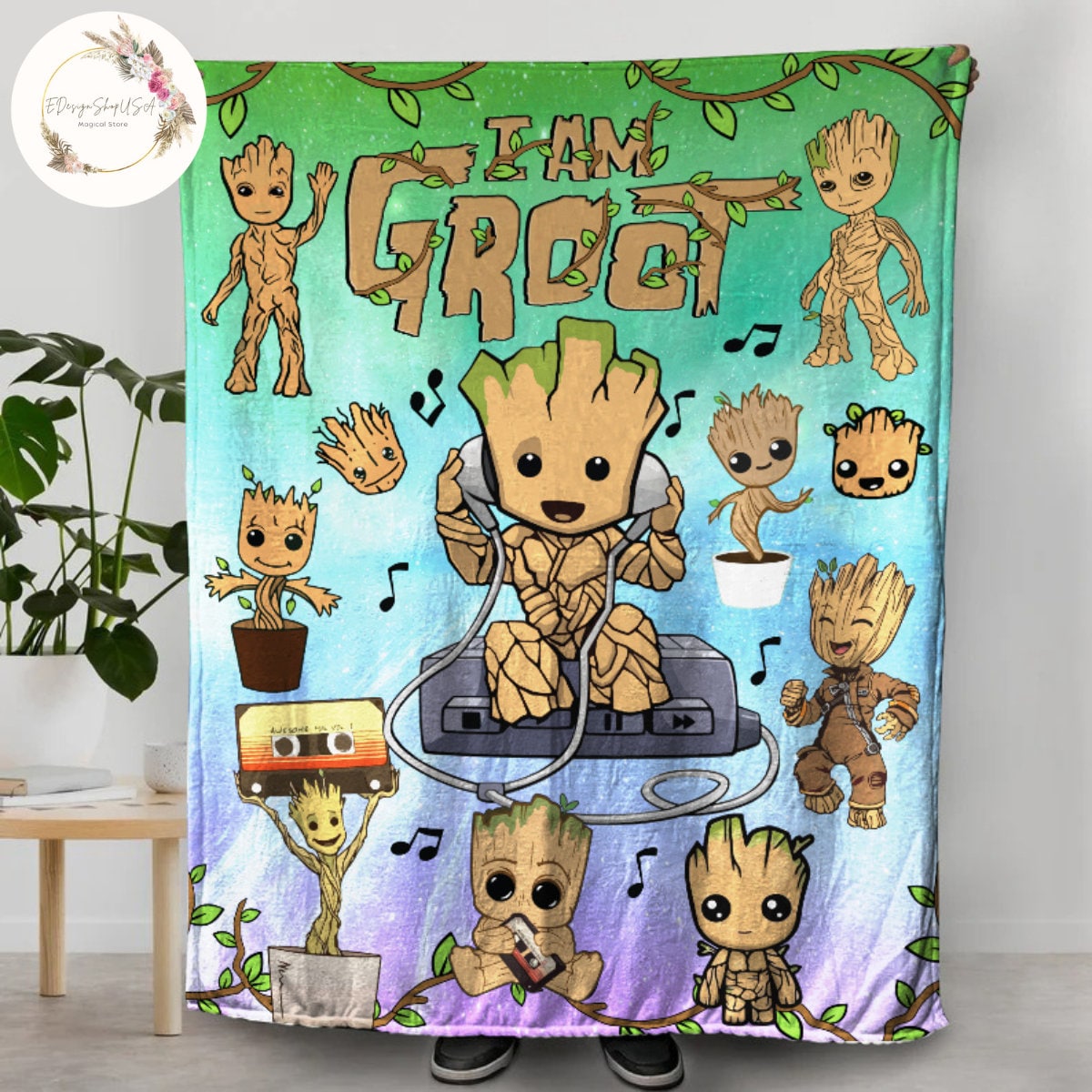 Baby yoda online and groot blanket