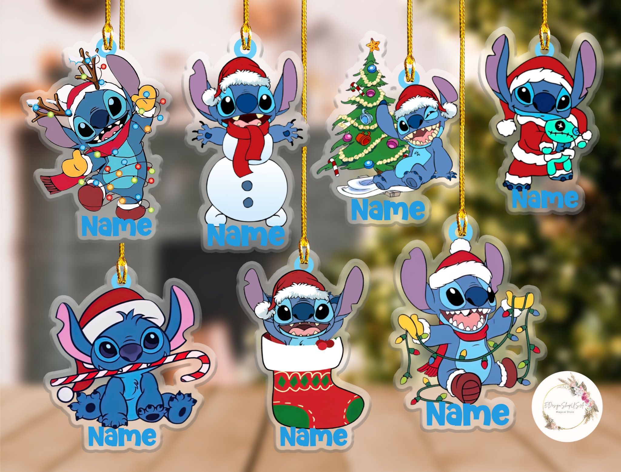 Disney Stitch Christmas Ornament Custom Name Gift For Kids - Trends Bedding