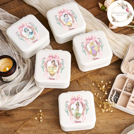 Personalized Coquette Bow Disney Princess Jewelry Box, Princess