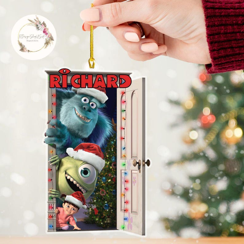 Personalized Disney Monsters Inc Christmas Ornament, Sully Mike Boo