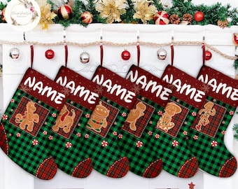 Personalized Disney Toy Story Gingerbread Disney Christmas Stockings, Disney Family Christmas Stockings With Name, Custom Xmas Toy Story