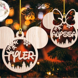 Personalized Mickey Minnie Disney Christmas Ornament, Disney Wood Ornament, Disney Family Trip 2024 Christmas Tree Decoration Gift