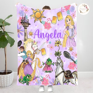 Personalized Tangled Rapunzel Blanket, Watercolor Disney Princess Blanket, Rapunzel Go Live Your Dream, Disney Birthday Girl Gifts