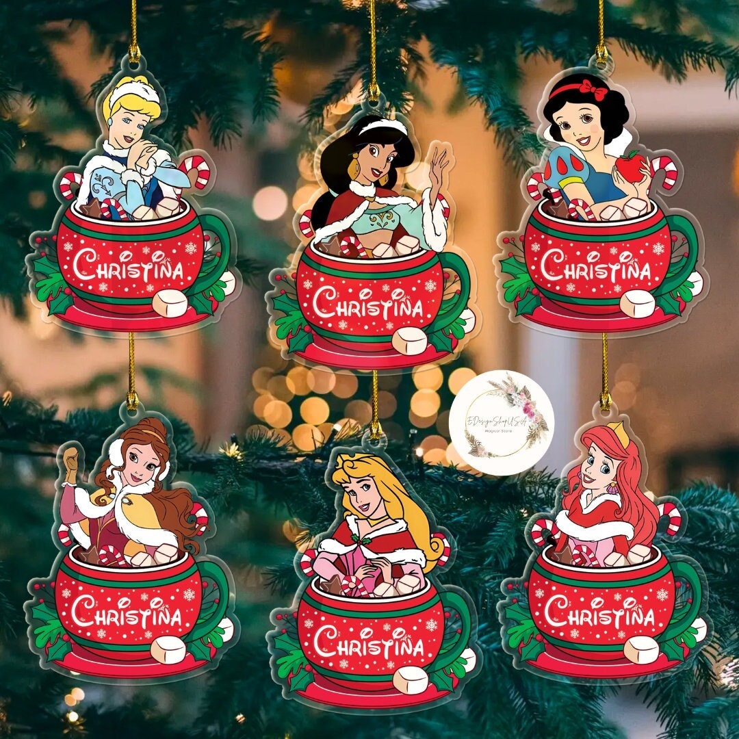 Personalized Disney Princess Christmas Ornament, Princess Characters