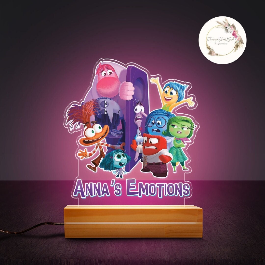 Personalized Disney Inside Out Night Light, Inside Out 2 Movie Emotions Room Decor, WDW Disneyland Family Inside Out Birthday, Joy Anxiety