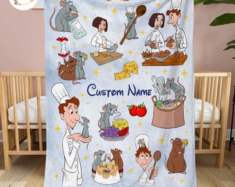 Personalized Disney Pixar Ratatouille Blanket, Remy Ratatouille Blanket, Custom Name Baby Boy Girl Blanket, Little Chef Remy Gifts