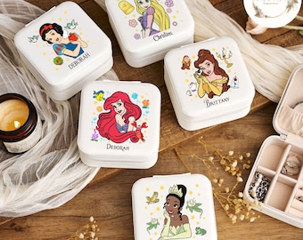 Personalized Disney Princess Jewelry Box, Disney Princess Birthday Girl Accessory, WDW Disneyland Girl Trip Travel Jewelry Case for Women