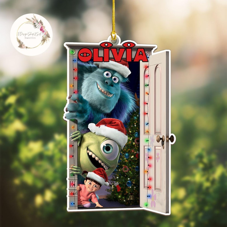 Personalized Disney Monsters Inc Christmas Ornament, Sully Mike Boo