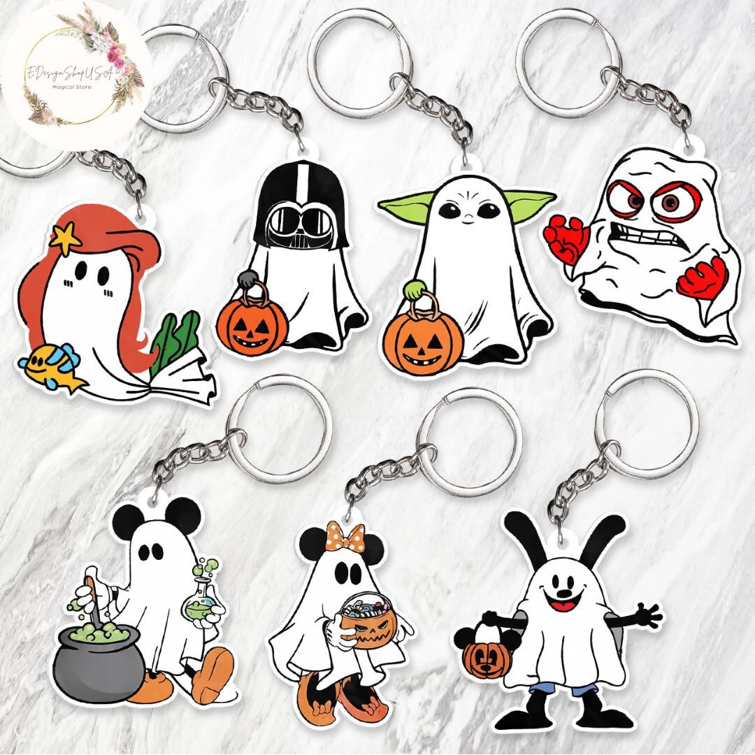 All Characters Ghost Disney Halloween Keychain, Mickey Minnie