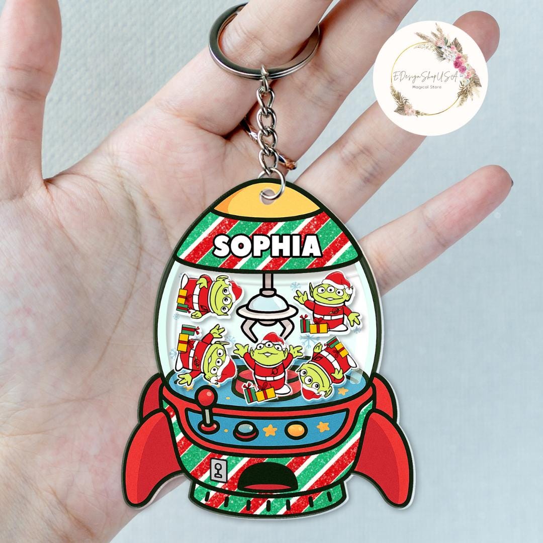 Personalized Disney Toy Story Aliens Christmas Shaker Keychain