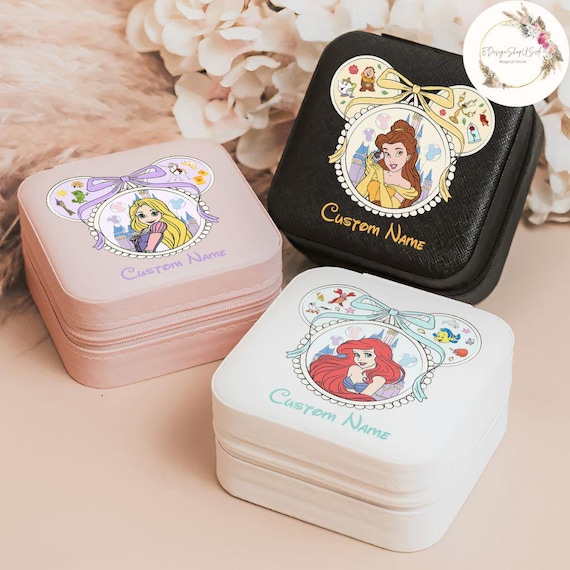 Personalized Coquette Bow Disney Princess Jewelry Box, Princess