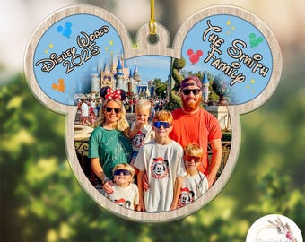 Personalized Disney Trip Ornament, Custom Photo Disney Family Ornament, Disneyworld Disneyland Ornament, Family Vacation Photo Ornament