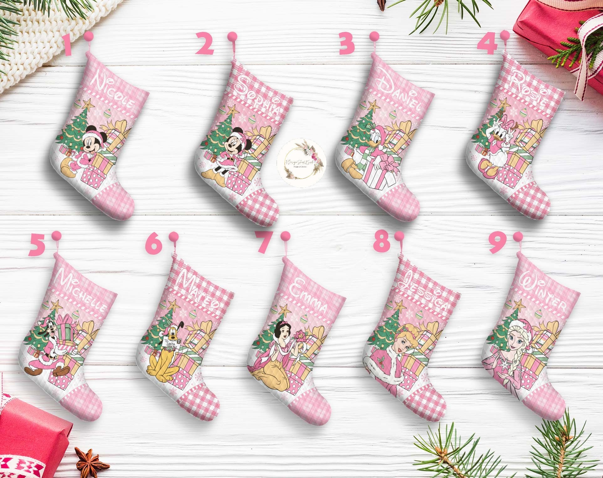 Medias navideñas personalizadas de Disney a cuadros rosas, medias navideñas  de Mickey y sus amigos con nombre, regalos de Navidad de princesas de  Disney 2023 - Etsy México, image size:1925x1528