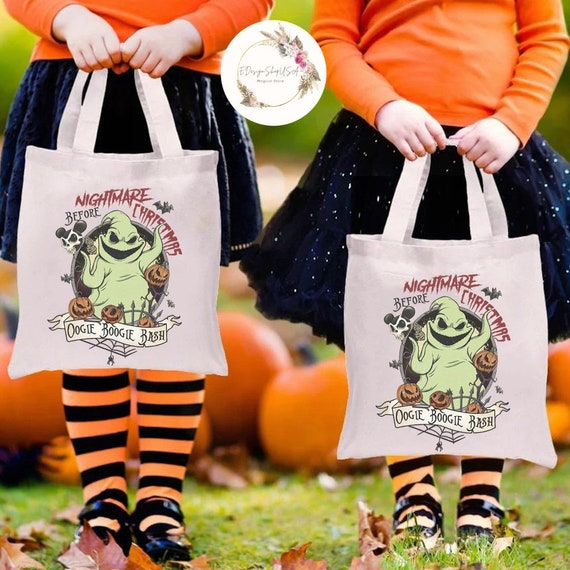 Oogie Boogie Bash Trick or Treat Disney Halloween Canvas Tote Bag The Nightmare Before Christmas Halloween Candy Bag WDW Disneyland Family