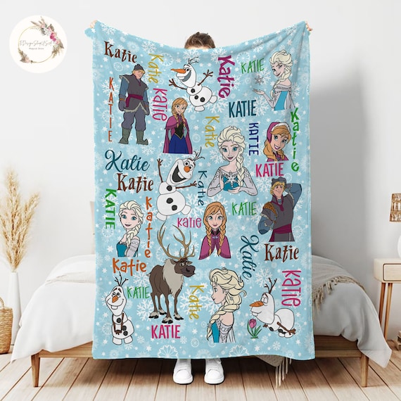 Personalized Disney Frozen Blanket Custom Name Disney Blanket Princess Elsa Blanket Disney Birthday Girl Gift Kids Disney Blanket