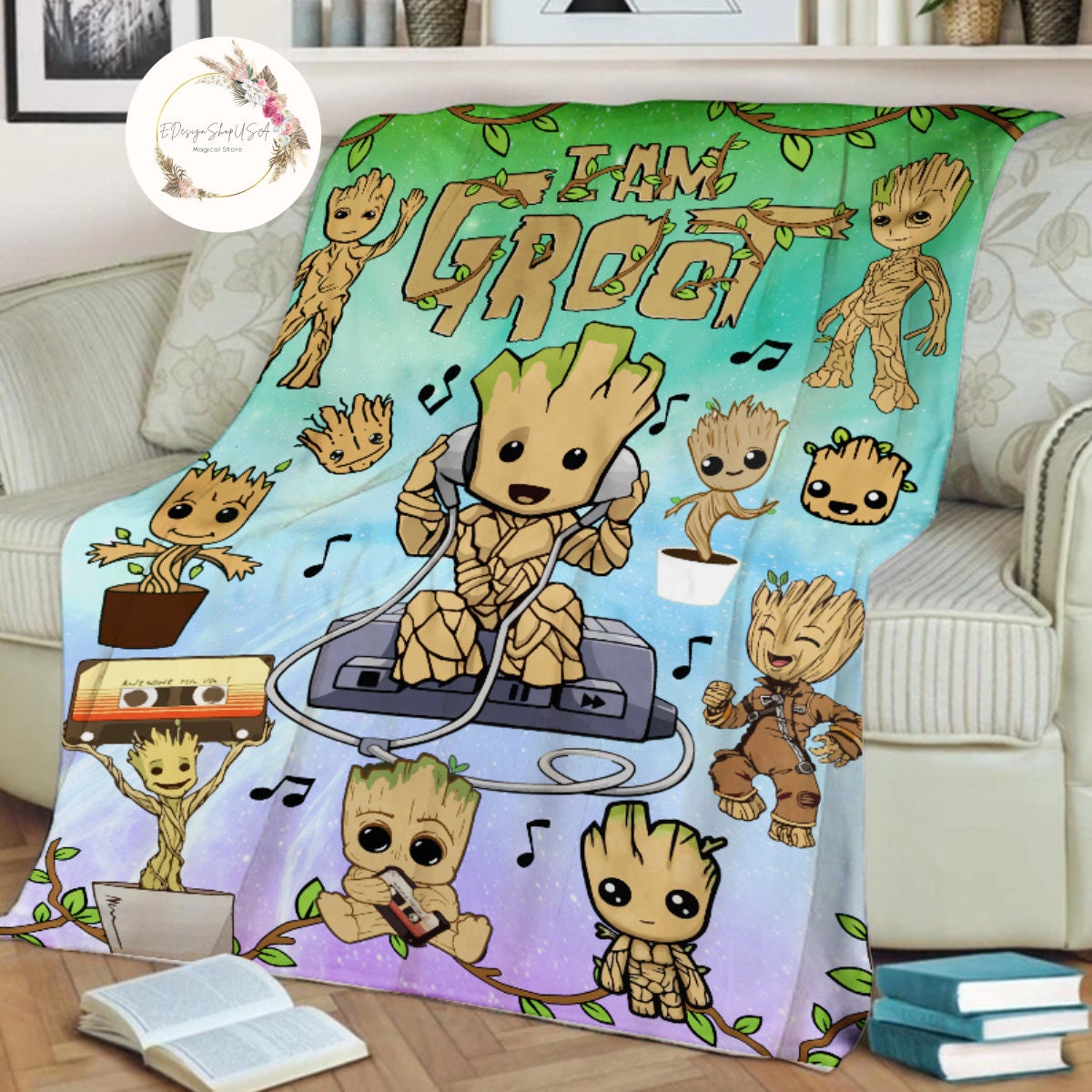 Personalized I am Groot blanket Guardians of the Galaxy blanket Cute Groot blanket Kids Adults blanket Gift for birthday Boy Girl