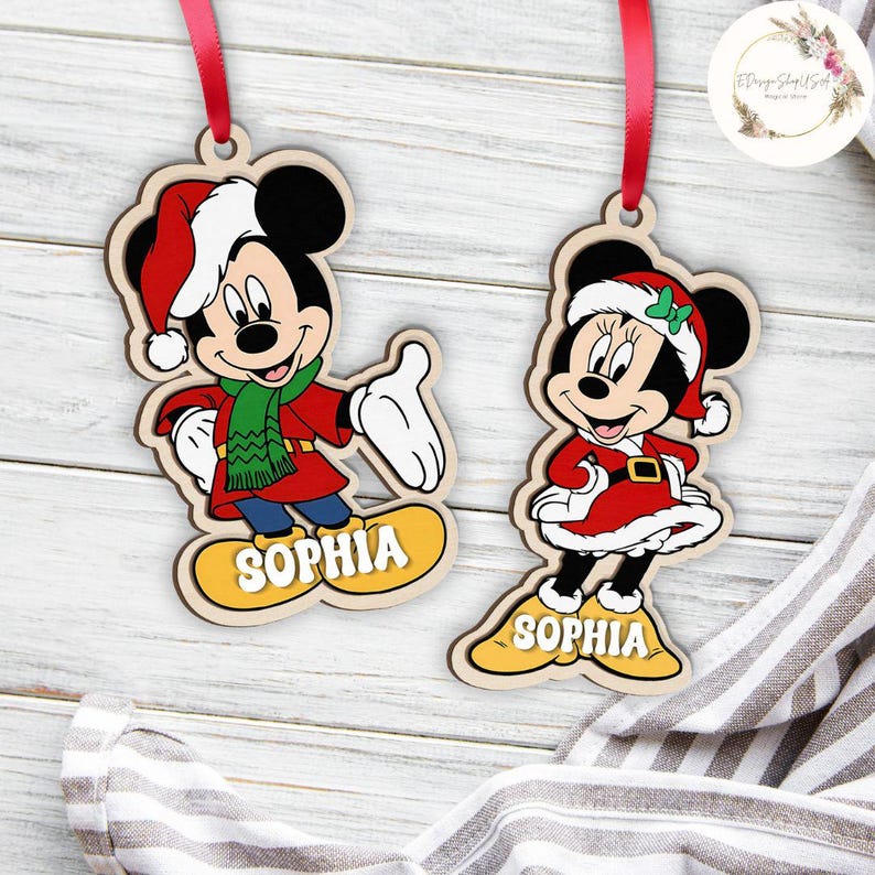 Personalized All Characters Disney Christmas Stocking Tag, Mickey and