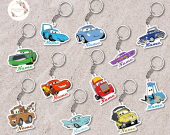 Personalized All Characters Disney Cars Keychain, Lightening McQueen Tow Mater Doc Hudson Luigi Guido Tow Mater Keychain, Gift for Her Him