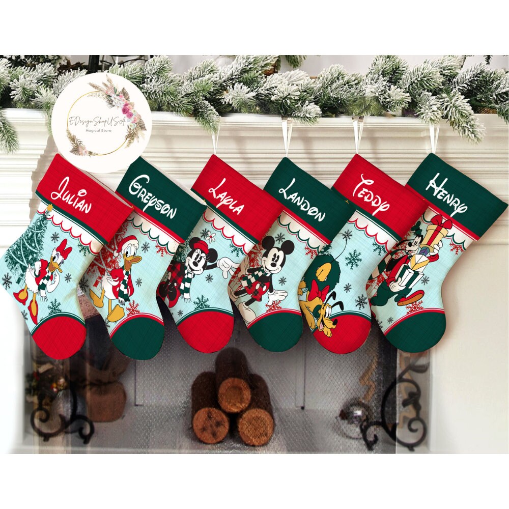 Discover Personalized Mickey & friends Disney Christmas Stockings, Disney Family Christmas Gifts 2023 Stocking