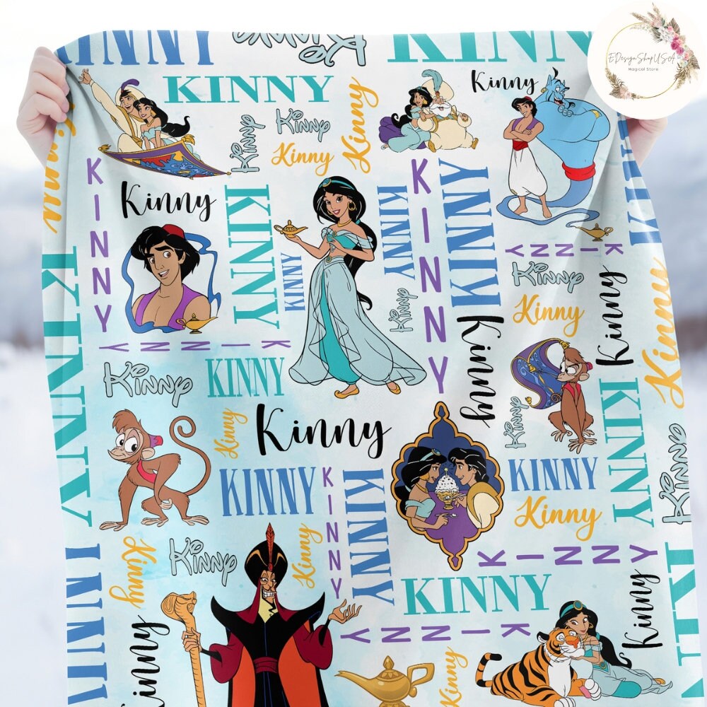 Personalized Watercolor Disney Aladdin Blanket, Custom Name Disney Princess  Jasmine Birthday Girl Gift, WDW Disneyland Aladdin Genie Jafar - Etsy, image size:1000x1000