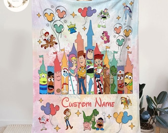 Personalized Disney Toy Story Blankets, Custom Name Disney Blanket, Woody Buzz Lightyear Jessie Toy Story Blanket, Gift for Boy or Girl