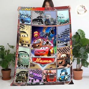 Personalized Name Cars Movies Blanket , Lightning MCQueen Baby Blanket, Disney Cars Blanket, Cars Movie Characters Blanket