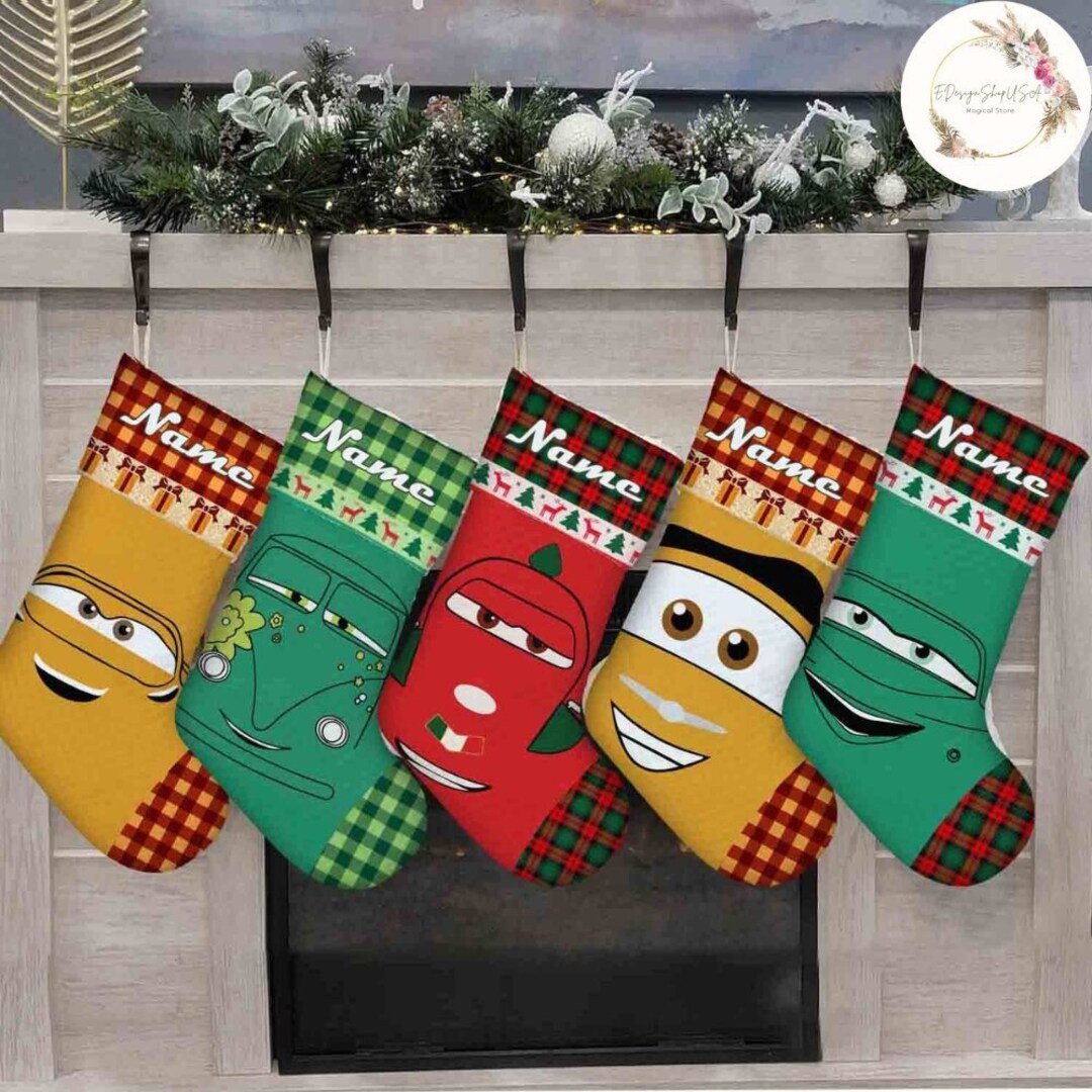Personalized Disney Pixar Cars Face Christmas Stockings With Name