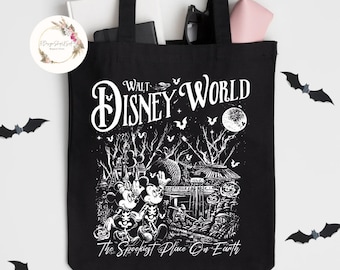 Personalized Disney Halloween Mickey Minnie Skeleton Tote Bag, Disney Spooky Season Tote Bag, Trick Or Treat, Mickey's Not So Scary Bags