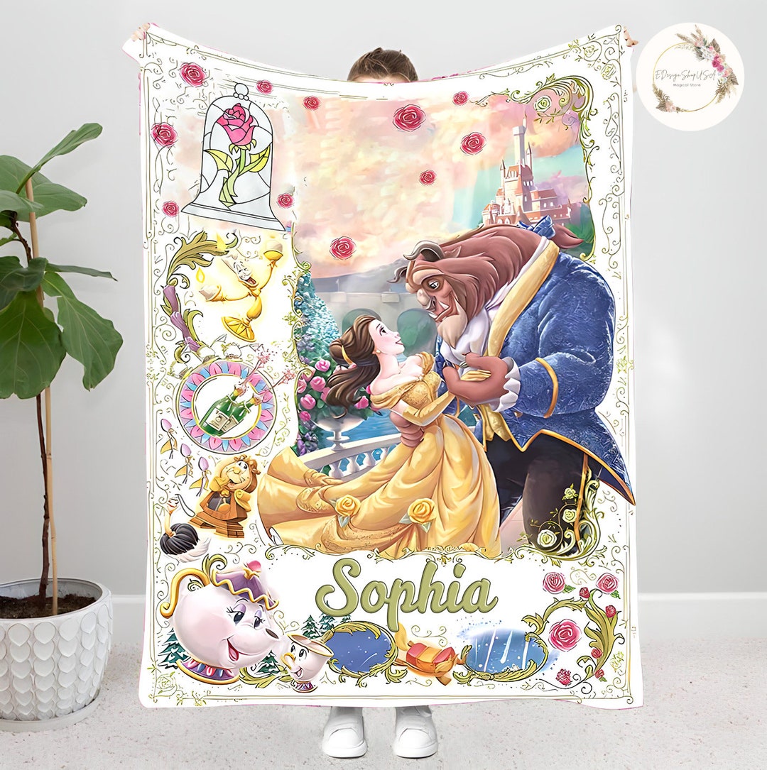 Personalized Beauty and the Beast Blanket, Belle Princess Blanket