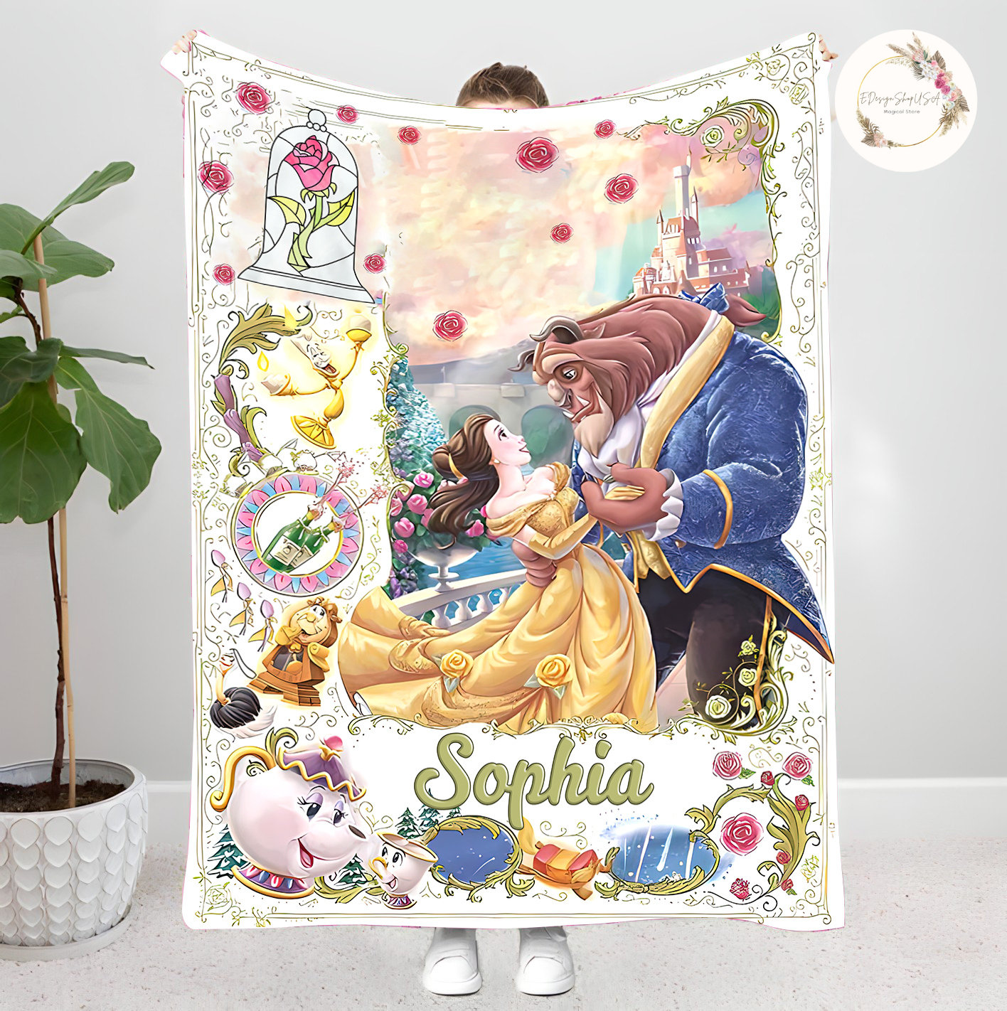 Personalized Beauty and the Beast Blanket Belle Princess Blanket Disney Tale as Old as Time Disney Princess Blanket Custom Name Blanket Etsy