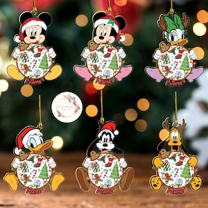 Personalized Mickey & Friends Disney Christmas Ball Ornament, Disney Family Christmas Tree Decoration Gift, Disney Xmas 2024 Ornaments
